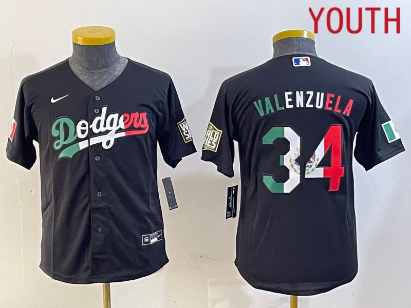 Youth Los Angeles Dodgers 34 Valenzuela Black Game 2024 Nike MLB Jersey style 10291